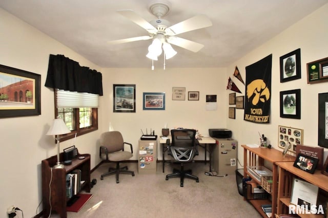 1402 W Grandridge Dr, Dunlap, IL 61525 - home office with carpet floors and a ceiling fan