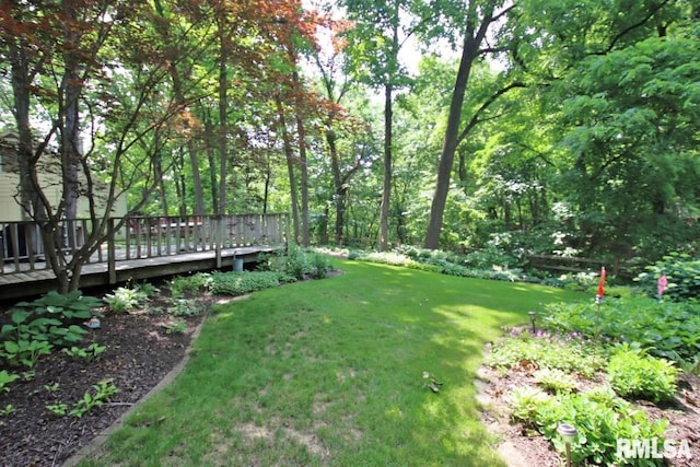 1402 W Grandridge Dr, Dunlap, IL 61525 - view of green lawn featuring a deck