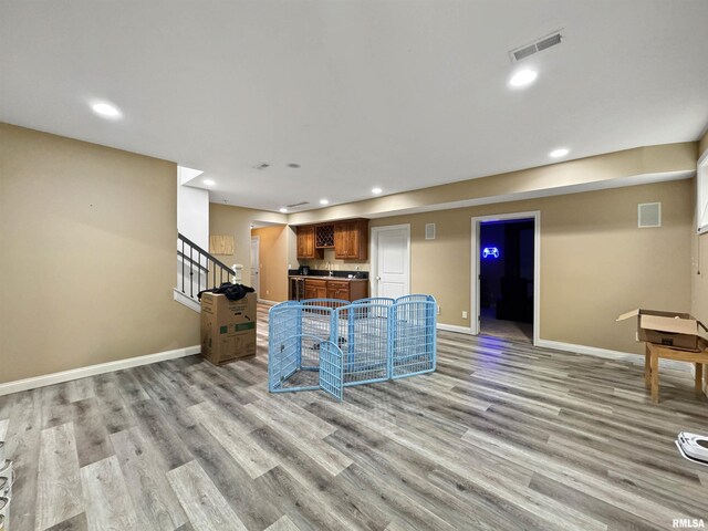 11030 N Ruby Ct, Dunlap, IL 61525 - living room with recessed lighting, light wood finished floors, and stairs