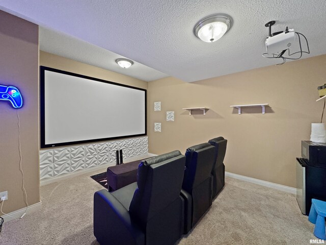 11030 N Ruby Ct, Dunlap, IL 61525 - home theater room featuring light carpet and a textured ceiling
