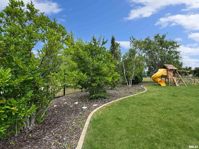 11030 N Ruby Ct, Dunlap, IL 61525 - view of yard with a playground