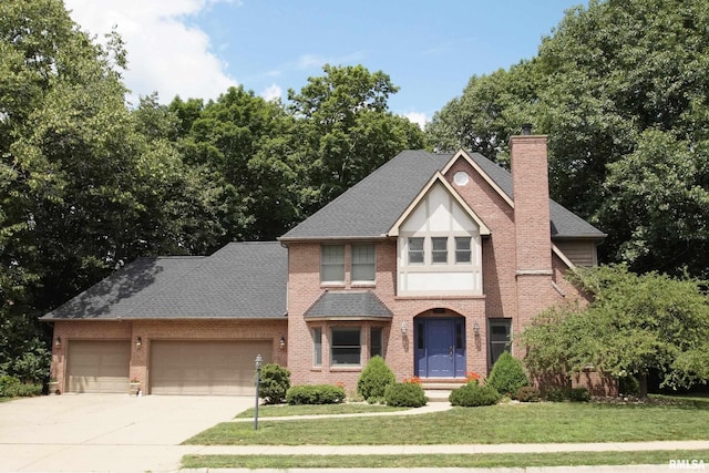 1119 W Brookforest Dr, Peoria, IL 61615 - view of front of house featuring a garage, brick siding, driveway, and a front lawn