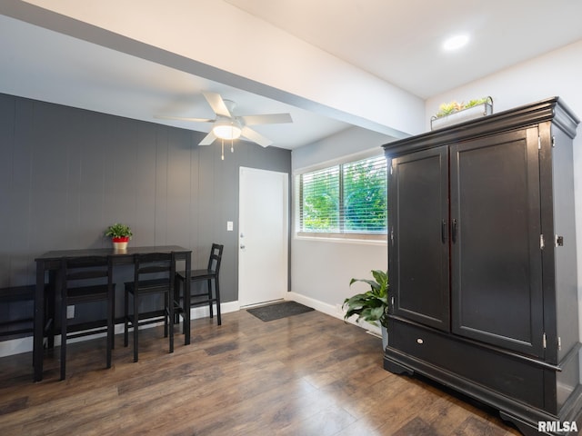 1600 W Willcox Ave, Peoria, IL 61604 - dining area with ceiling fan and dark wood finished floors
