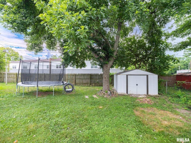 1600 W Willcox Ave, Peoria, IL 61604 - fenced backyard featuring a shed and a trampoline