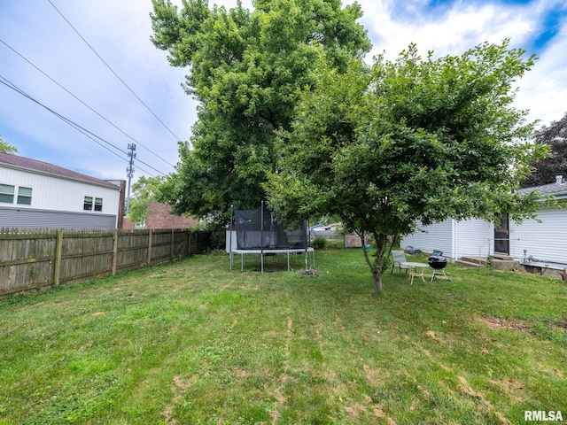 1600 W Willcox Ave, Peoria, IL 61604 - fenced backyard with a trampoline and entry steps