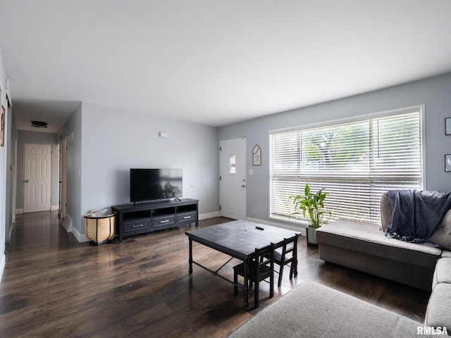 1600 W Willcox Ave, Peoria, IL 61604 - living area featuring baseboards and dark wood-style flooring