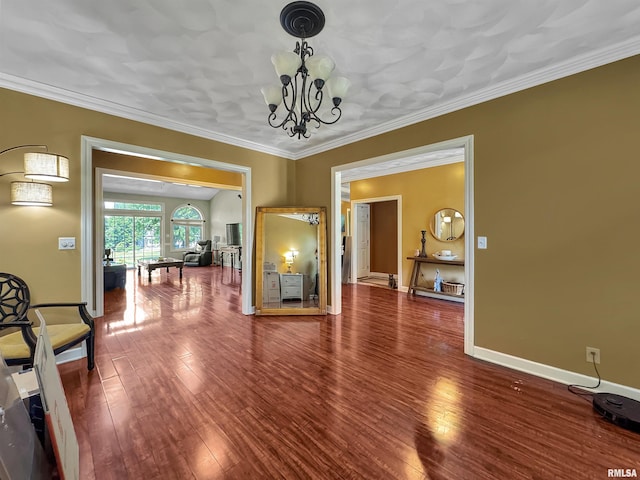 11801 N Deerfield Dr, Dunlap, IL 61525 - dining area with hardwood / wood-style flooring, a chandelier, and ornamental molding