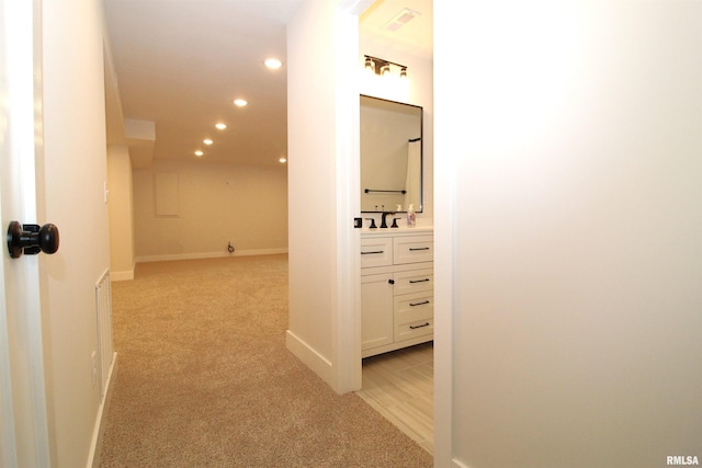 2821 W Lake Trail Ct, Dunlap, IL 61525 - hall with recessed lighting and light carpet