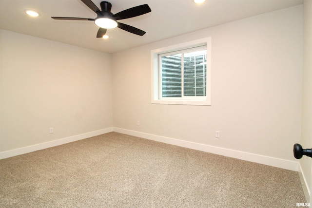 2821 W Lake Trail Ct, Dunlap, IL 61525 - empty room with carpet floors, recessed lighting, and ceiling fan