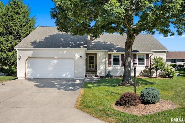 30 Country Ln, East Peoria, IL 61611 - view of front of property with a garage, a front yard, driveway, and roof with shingles