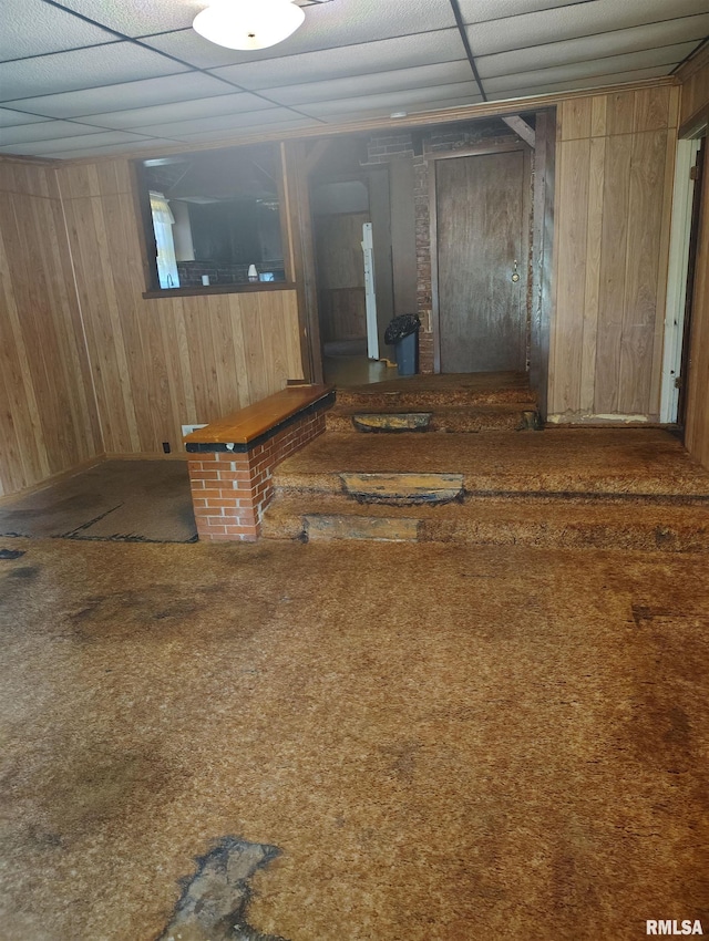 1340 E Ash St, Canton, IL 61520 - finished below grade area with wood walls and carpet floors