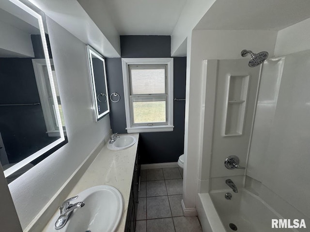 4107 N Hollyridge Cir, Peoria, IL 61614 - bathroom with tile patterned flooring, shower / tub combination, and double vanity