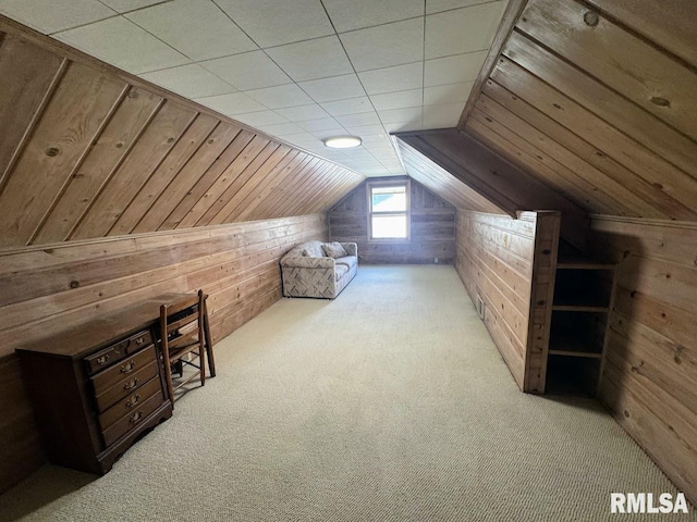 4107 N Hollyridge Cir, Peoria, IL 61614 - bonus room with wood walls, vaulted ceiling, and carpet flooring