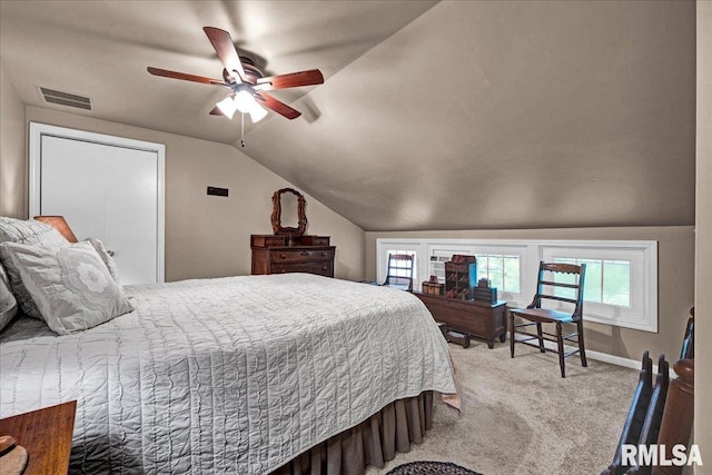 213 S Hanover St, Metamora, IL 61548 - carpeted bedroom featuring vaulted ceiling and ceiling fan