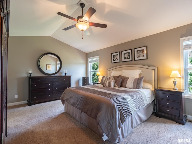 11014 N Saddlehorn Way, Dunlap, IL 61525 - carpeted bedroom featuring lofted ceiling and a ceiling fan