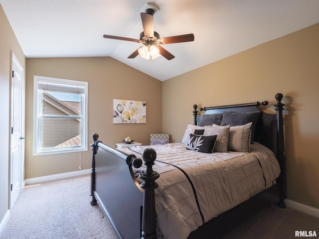 11014 N Saddlehorn Way, Dunlap, IL 61525 - carpeted bedroom with lofted ceiling and a ceiling fan