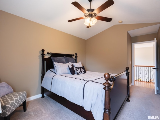11014 N Saddlehorn Way, Dunlap, IL 61525 - carpeted bedroom with lofted ceiling and ceiling fan
