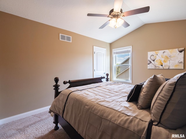 11014 N Saddlehorn Way, Dunlap, IL 61525 - carpeted bedroom featuring lofted ceiling and a ceiling fan