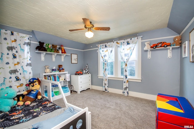 1926 W Callender Ave, West Peoria, IL 61604 - carpeted bedroom with a ceiling fan and vaulted ceiling