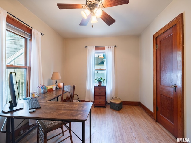 1108 Summer St, Pekin, IL 61554 - office with light wood-type flooring and ceiling fan