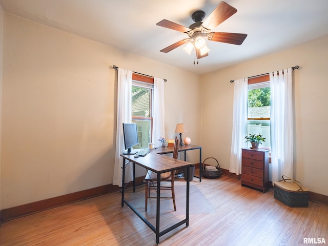 1108 Summer St, Pekin, IL 61554 - office with light wood-style flooring and a ceiling fan