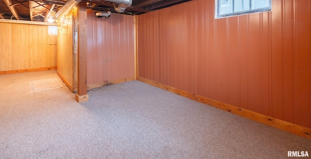 1108 Summer St, Pekin, IL 61554 - basement with carpet floors and wooden walls