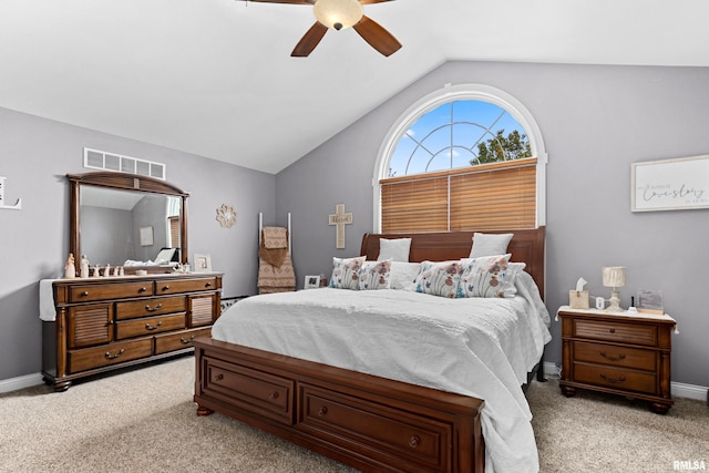 824 Debates St, Washington, IL 61571 - bedroom featuring lofted ceiling, light colored carpet, and ceiling fan