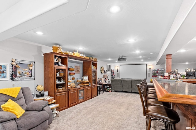 824 Debates St, Washington, IL 61571 - carpeted living area with a bar and recessed lighting