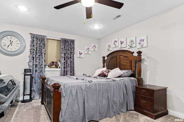 824 Debates St, Washington, IL 61571 - bedroom featuring light colored carpet, a ceiling fan, and recessed lighting