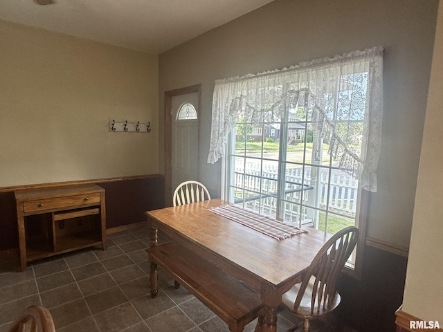 146 W Locust St, Canton, IL 61520 - dining area featuring healthy amount of natural light and dark tile patterned flooring