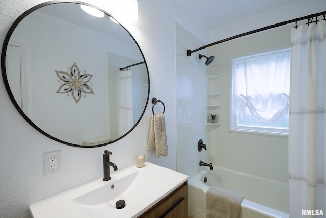 2129 Fondulac Dr, East Peoria, IL 61611 - bathroom featuring vanity and shower / tub combo with curtain