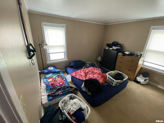 8701-8703 N Picture Ridge Rd, Peoria, IL 61615 - carpeted bedroom featuring ornamental molding and baseboards