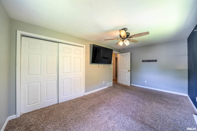 6822 N Kimberly Dr, Peoria, IL 61614 - unfurnished bedroom with carpet floors, a closet, and a ceiling fan