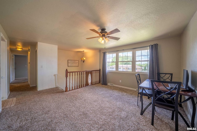 6822 N Kimberly Dr, Peoria, IL 61614 - office space with a textured ceiling, a ceiling fan, and carpet floors