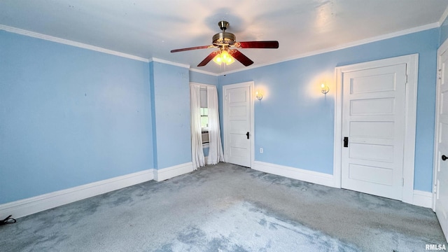 1113 N Summit Blvd, Peoria, IL 61606 - unfurnished bedroom featuring carpet, ornamental molding, and ceiling fan