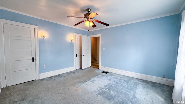 1113 N Summit Blvd, Peoria, IL 61606 - unfurnished bedroom featuring carpet floors, crown molding, and ceiling fan