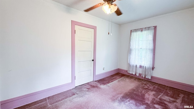 1113 N Summit Blvd, Peoria, IL 61606 - empty room with ceiling fan, carpet, and ornamental molding