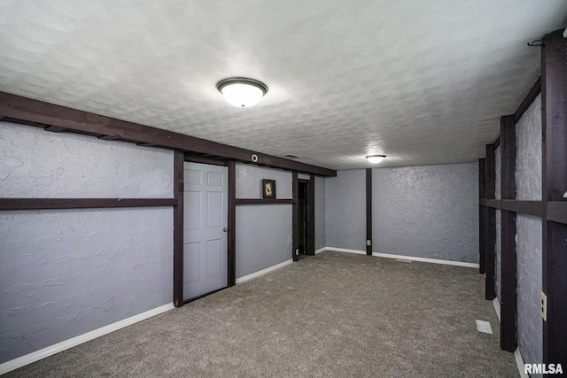 2705 W Millbrook Ct, Peoria, IL 61615 - finished basement featuring a textured wall, carpet floors, and a textured ceiling