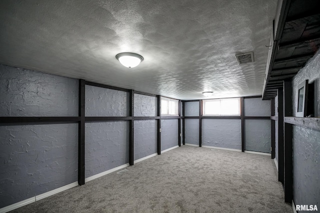 2705 W Millbrook Ct, Peoria, IL 61615 - basement with a textured wall, carpet, and a textured ceiling