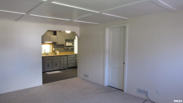 728 Hanna Dr, Pekin, IL 61554 - interior space with dark carpet and arched walkways