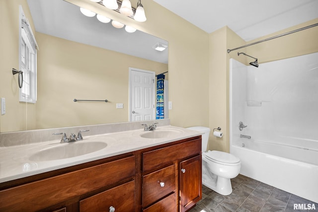 1129 Stonelake Ct, Metamora, IL 61548 - full bathroom featuring double vanity and shower / bath combo with shower curtain
