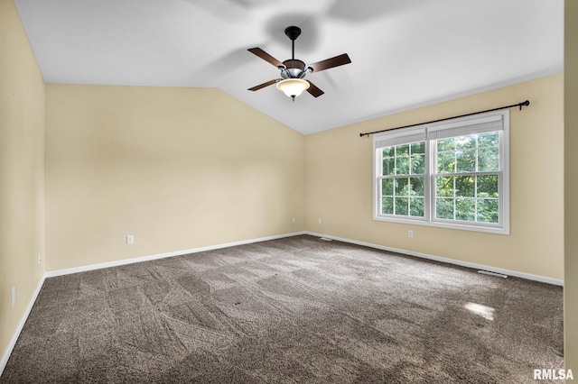 1129 Stonelake Ct, Metamora, IL 61548 - carpeted spare room featuring a ceiling fan and vaulted ceiling