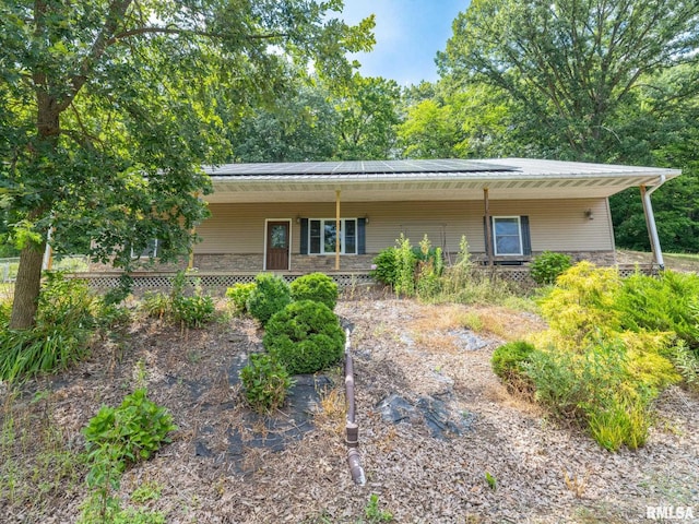 797 State Route 29th Hwy, Sparland, IL 61565 - ranch-style home featuring covered porch, stone siding, and a metal roof