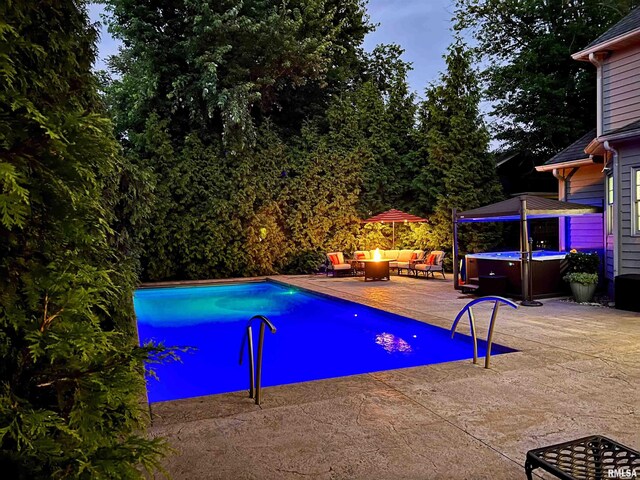 2815 W Windpointe Dr, Peoria, IL 61614 - outdoor pool featuring a jacuzzi, a patio area, and an outdoor hangout area