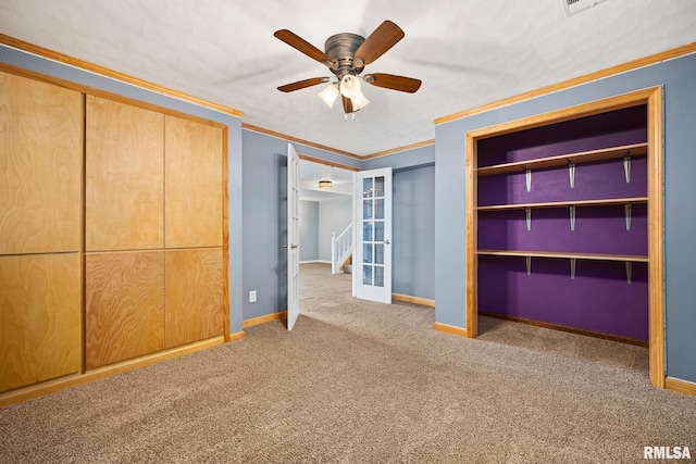 524 Crestview Dr, Metamora, IL 61548 - unfurnished bedroom with carpet, ceiling fan, and ornamental molding