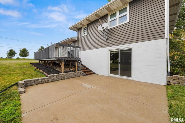 524 Crestview Dr, Metamora, IL 61548 - back of house with a patio, a yard, a deck, and stairs