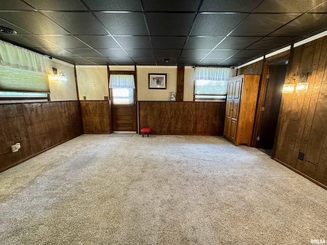 2001 W Jackson St Unit C, Macomb, IL 61455 - unfurnished room with wooden walls, light carpet, and a paneled ceiling