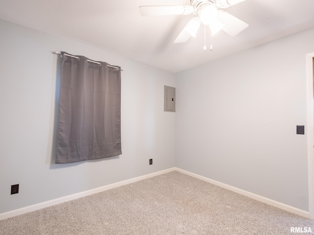 6334 Macs Rd, Manito, IL 61546 - spare room with carpet floors, electric panel, and ceiling fan