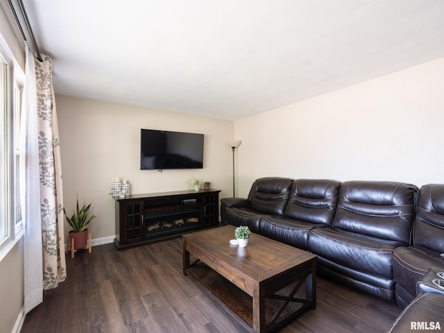 1100 Hampton Rd, Washington, IL 61571 - living area with dark wood-style floors and baseboards