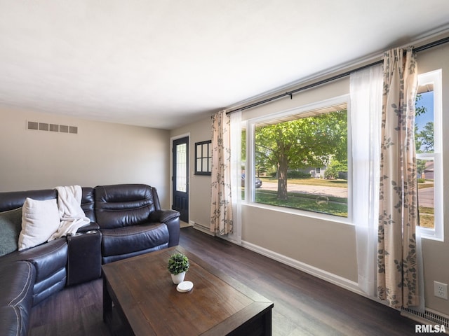 1100 Hampton Rd, Washington, IL 61571 - living room featuring dark wood-type flooring and baseboards